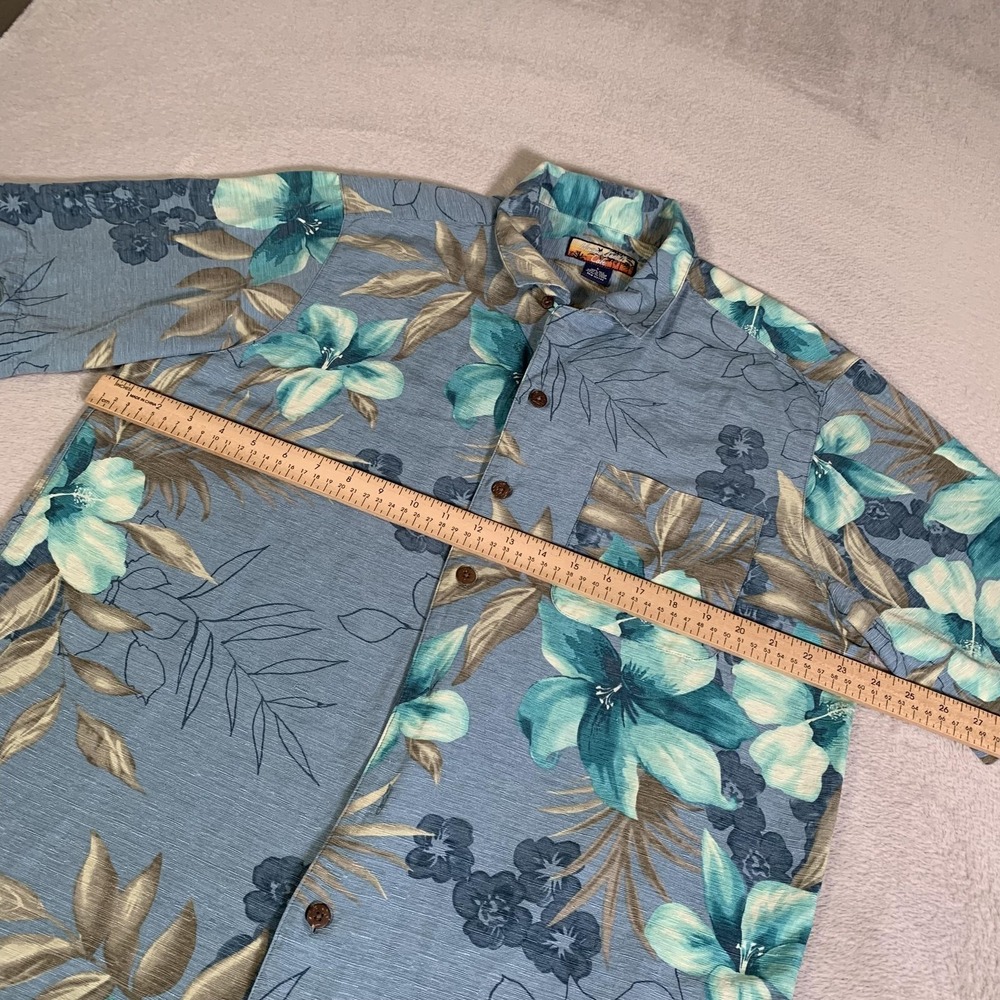 Men's Teal Floral Short-Sleeve Button-Down Shirt - Picture 4 of 9